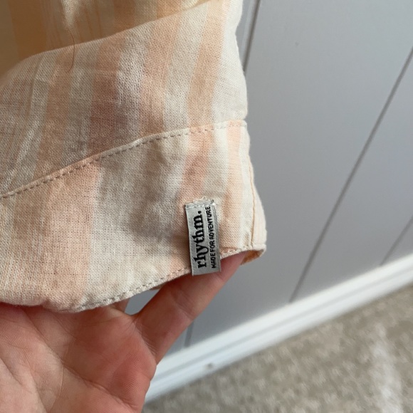 Rhythm Peach and Cream Striped Romper w/ Tie Front - Picture 4 of 4